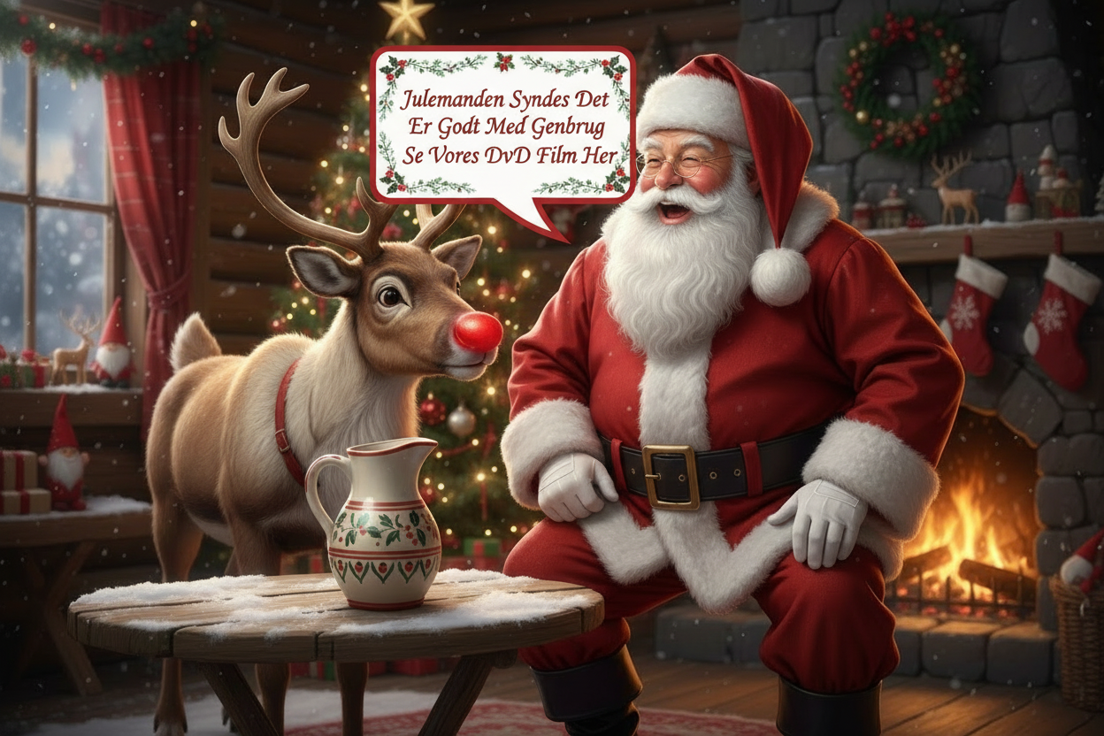 Lav et bildte med julemanden og kanden og Rudolf 